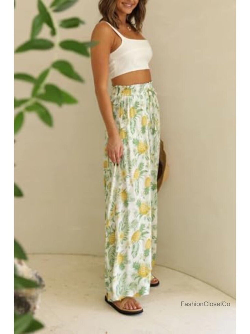 Wide Leg Flowy Palazzo Pants with Pockets Drawstring High Waisted Casual Summer - Picture 2 of 6